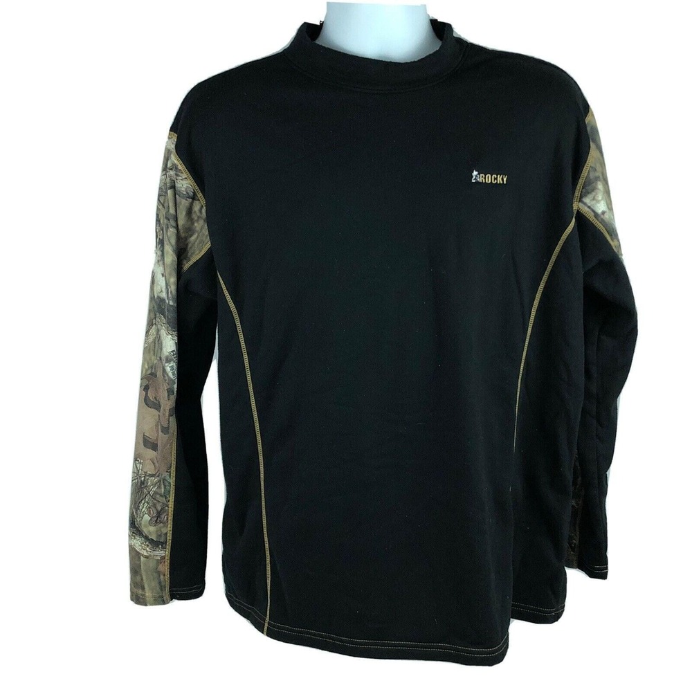 Rocky Mens Base Layer Sweatshirt Mens Large Vintage 90s Hunting Camouflage/Black